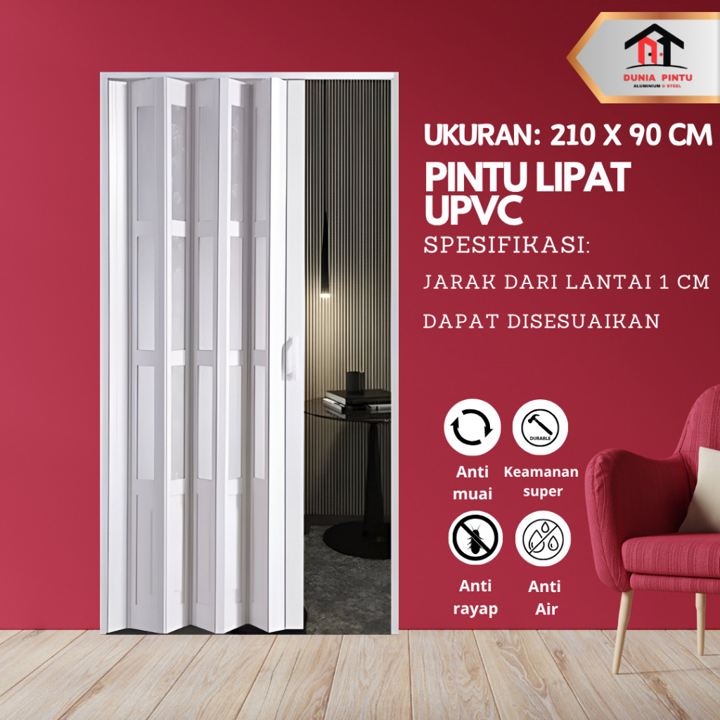 Pintu Lipat - Pintu PVC Partisi Ruangan, Pintu Kamar Mandi, Pintu UPVC Pintu Geser Aluminium