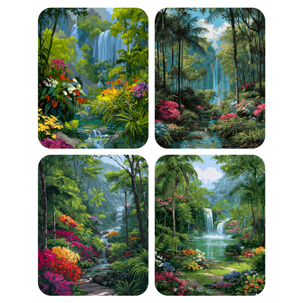 

Hand Paint Waterfall in the forest Painting By Numbers Kit DIY Acrylic Artwork Canvas Art Gift Home