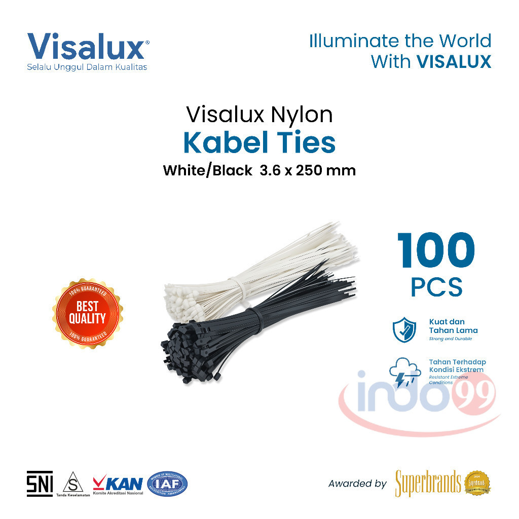 

Visalux Nylon Kabel Ties 3.6 x 250 mm (VKT25036) / Cable Ties