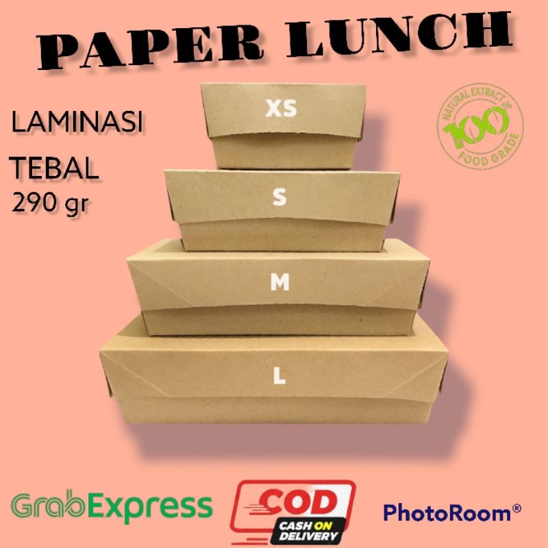 Paper lunch box ( XS, S ISI 100 ) ( L, M ISI 80 pcs ) Dus Nasi Lunch Bok Makanan Kekinian Paper Bok 