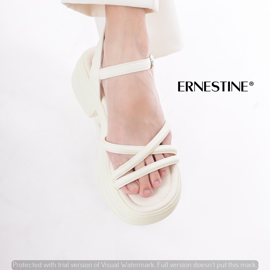 [BUY 1 GET 1 FREE] Ernestine Sandal casual wanita warna black white wedges 3 cm BB528-3
