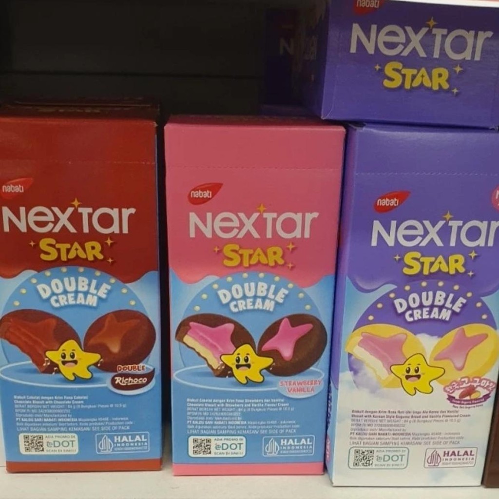 

Nabati Nextar Star Double Cream 84gr Kukis Rasa KOREAN GOGUMA / COKLAT / STRAWBERRY VANILA ( Isi 8 )