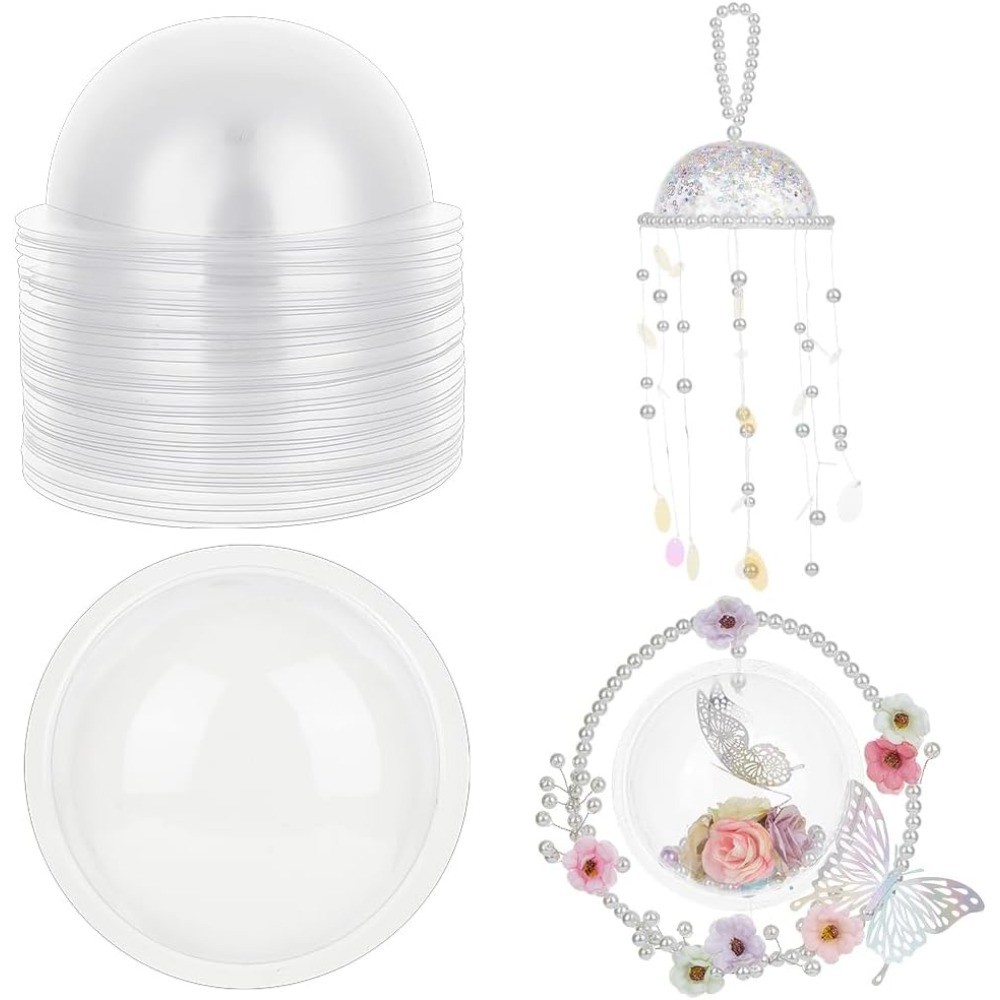 

40 Pcs 4.3 Inch Half Ball Clear Candy Dome PVC Holder Shaker for Card Making Clear Plastic Dimensional Domes for Paper Crafting