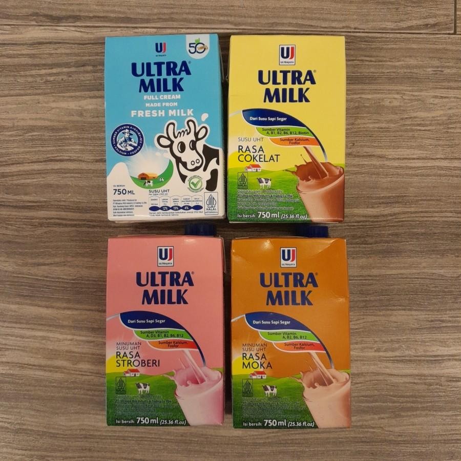 

Ultra Milk Susu UHT 750ml Rasa Coklat / Full Cream / Stroberi / Moka