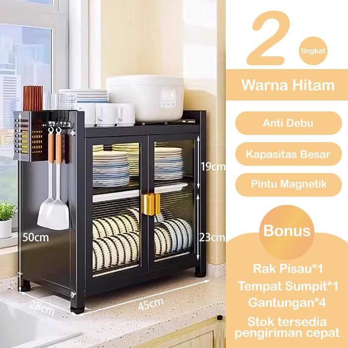 TERBARU Rak Piring Tertutup Modern Stainless Steel | Anti Debu & Anti Gores,  Hitam/Putih (Dish Drai