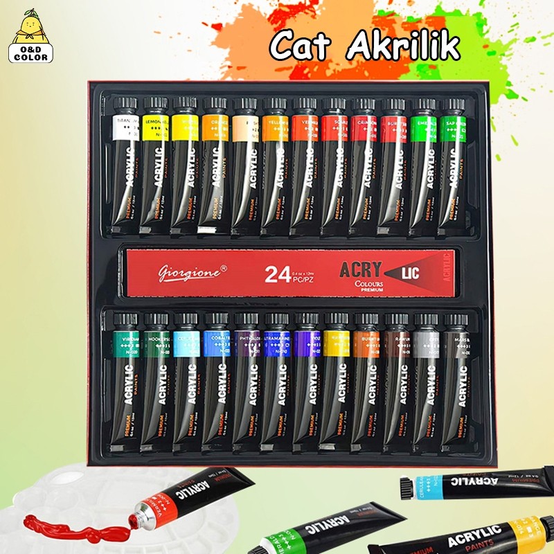 

Giorgione Profesional Acrylic Paint Cat Akrilik 12/24 Warna 12ml/botol Non Toxic Kualitas Tinggi Waterproof DIY Pigment
