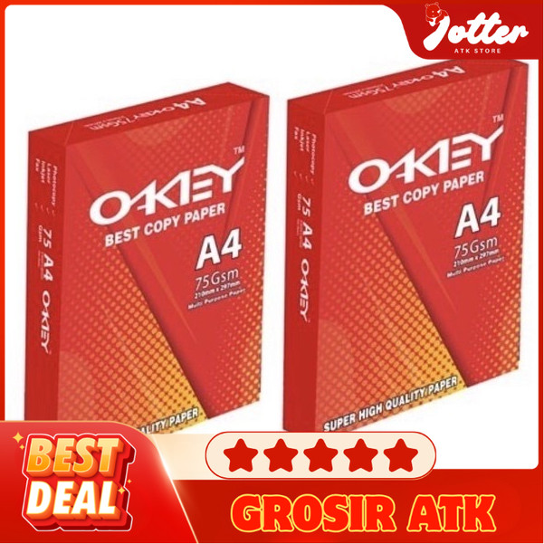 

( DUS ) KERTAS HVS 75gsm A4 OKEY ISI 5 RIM | Jotter Grosir ATK