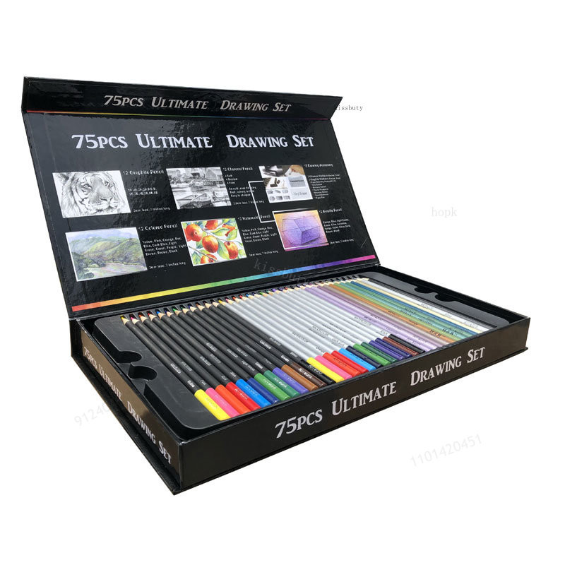 

70/75Pcs Sketch Pencils Set Drawing Painting Sketch Kit Watercolor Metallic Oil Colored Pencil Artist Beginner Art Supplies