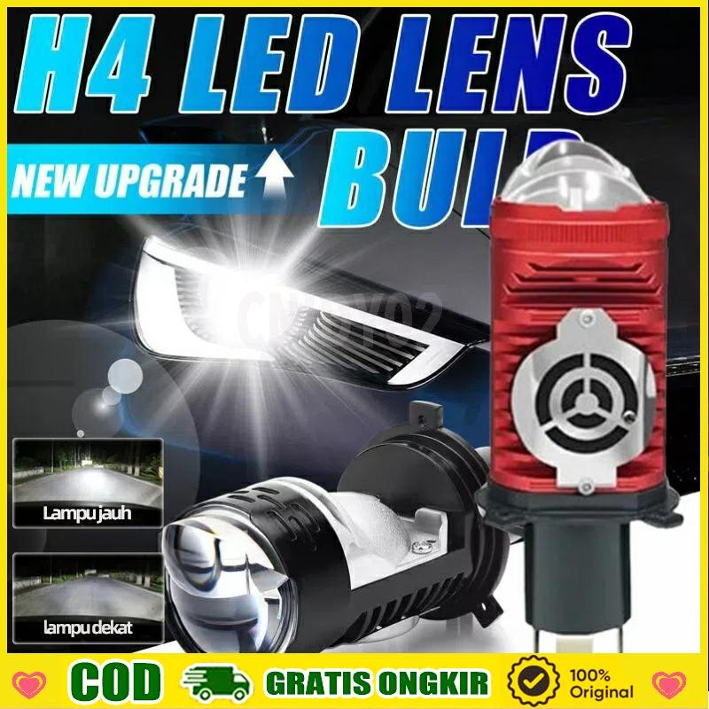 【COD】Lampu Led Mobil Mini Projie H4 130 Watt 10000LM Super Bright H4 Mini Projector Lens Lensa Mobil