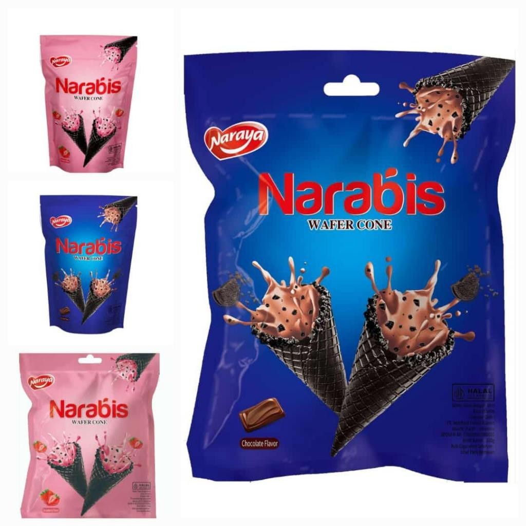 

[300gr] S101 | Narabis Wafer Cone Cream Chocolate Strawberry Kemasan 220gr JESTA