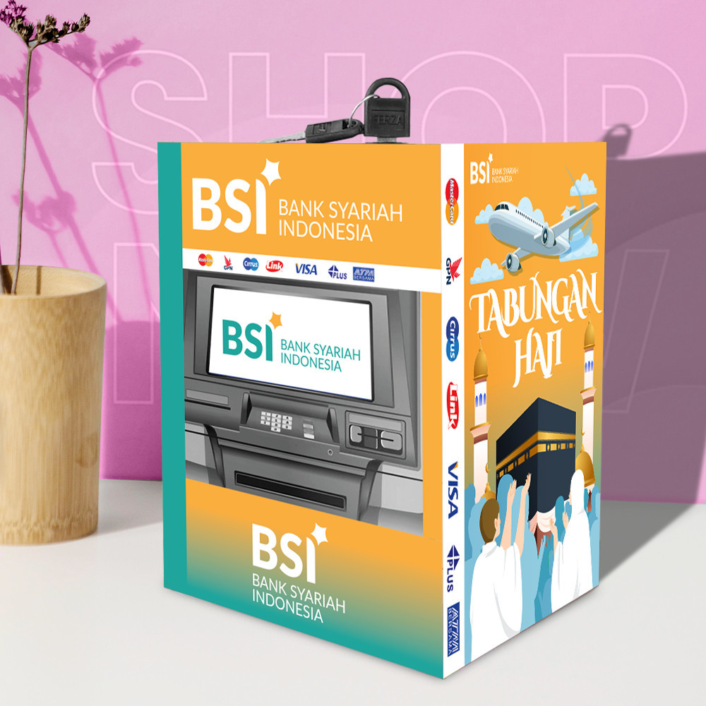 Celengan Atm Bsi Jumbo + Kunci Motif ATM Terbaru Ukuran 15x20 Kunci Ganda Tabungan Haji Premium Bran