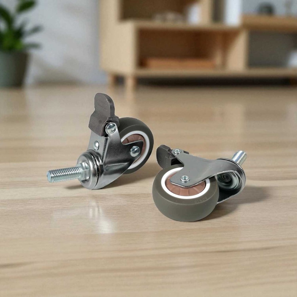 Roda Kastor Furniture Karet 2 Inci - Roda Meja & Rak Serbaguna Roda Furniture Karet Halus dengan Rem