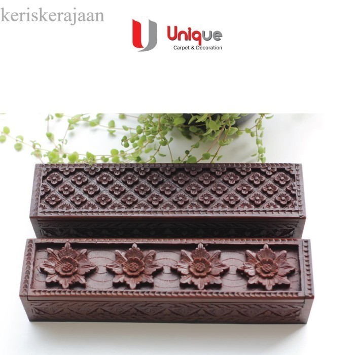 Kotak Wadah Kayu Tempat Perhiasan Ukir Antik Etnik - Motif Ukir Naga antik