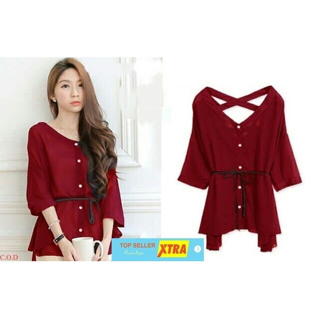 Pusat Baju finny red RO pakaian wanita rayon merah Supliyer Fashion