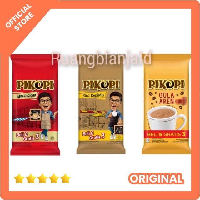 

Pikopi kopi Instan bubuk sachet 9x20gr / Kopimix 3in1 / Gula Aren / Moccachino