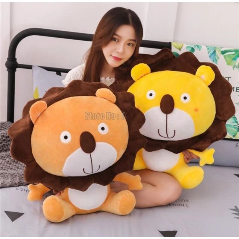 KADO BONEKA Boneka Lion Plush Singa Fancytrader Mainan Anak Singa Kuning singa Pink Singa Coklat Plu