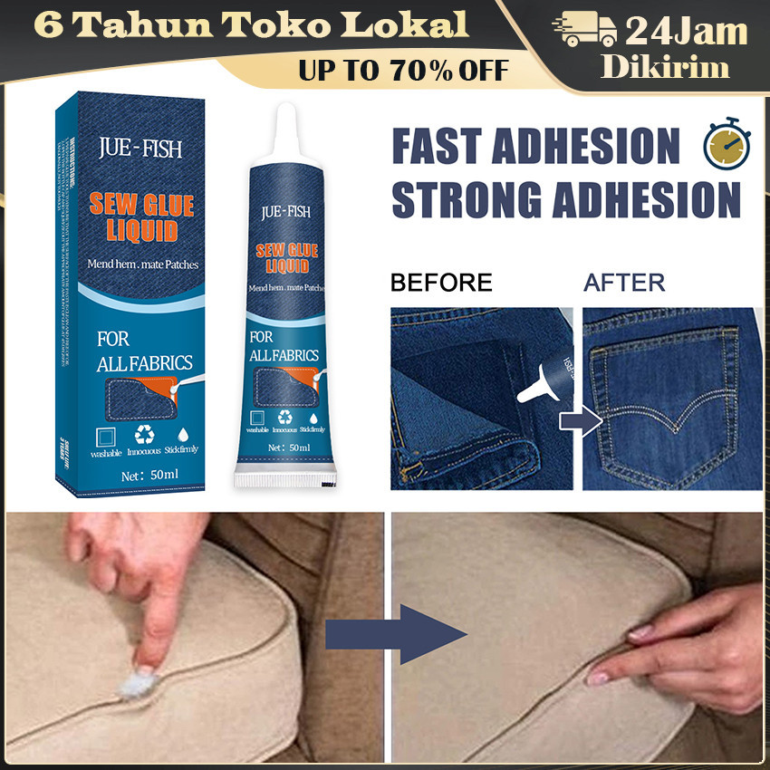 50ML Bolong Gorden Robek / Celana Bolong / Fabric Sew Glue / Cairan Liquid Lem