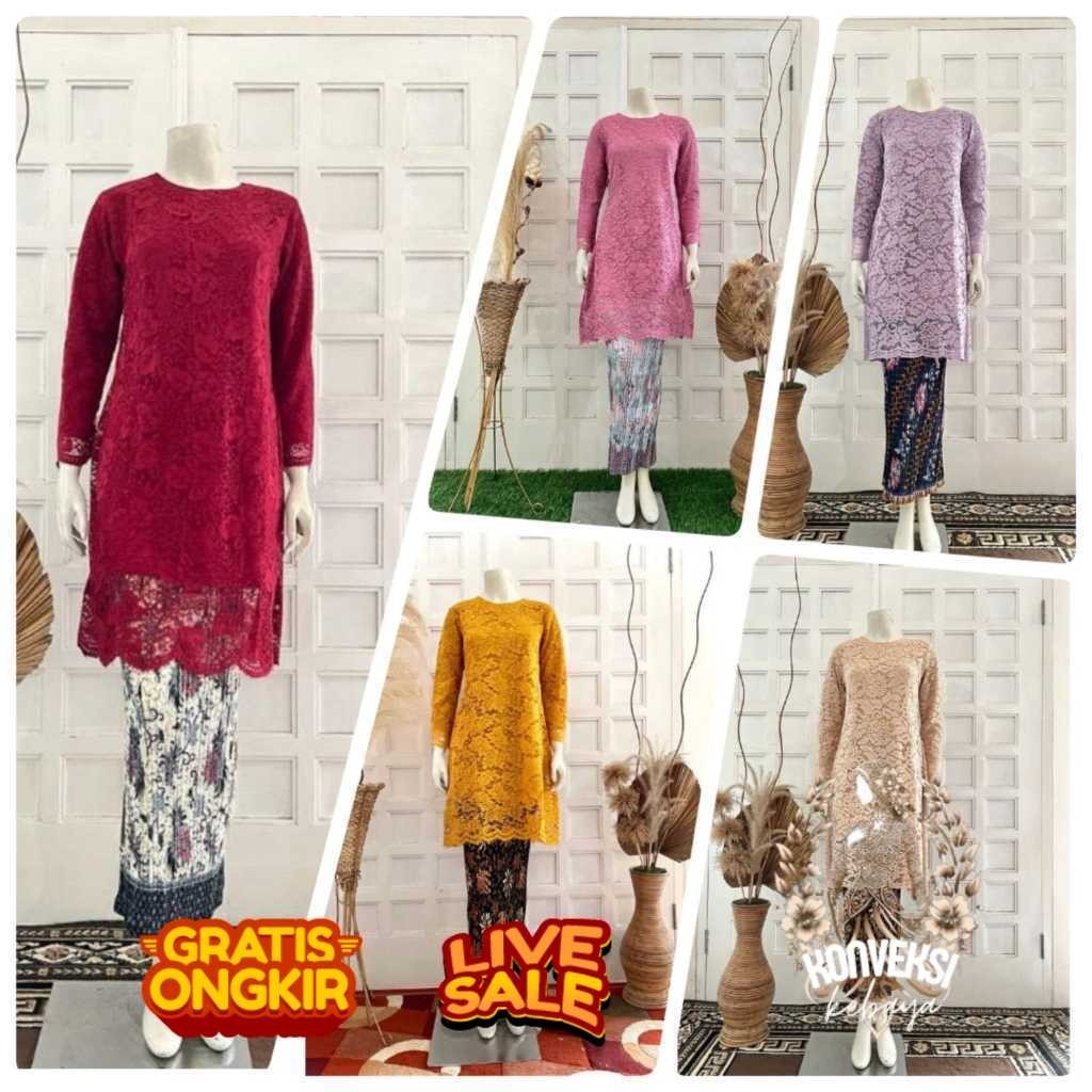 Set kebaya shakira - kebaya tunik jumbo - kebaya modern brokat /kebaya modern jumbo/kebaya jumbo ld 