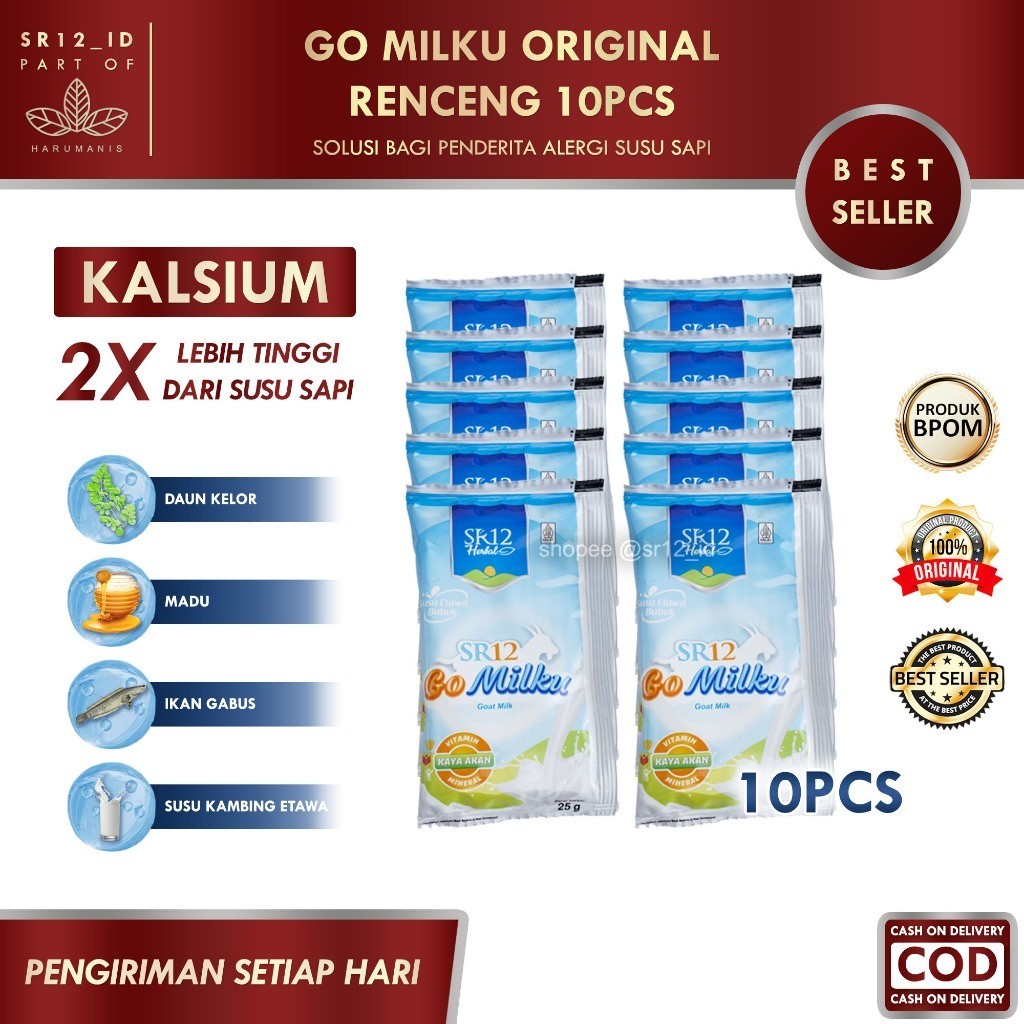 

GO MILKU ORIGINAL RENCENG 10PCS SR12 / GOMILKU SR12 / SUSU KAMBING ETAWA SR12