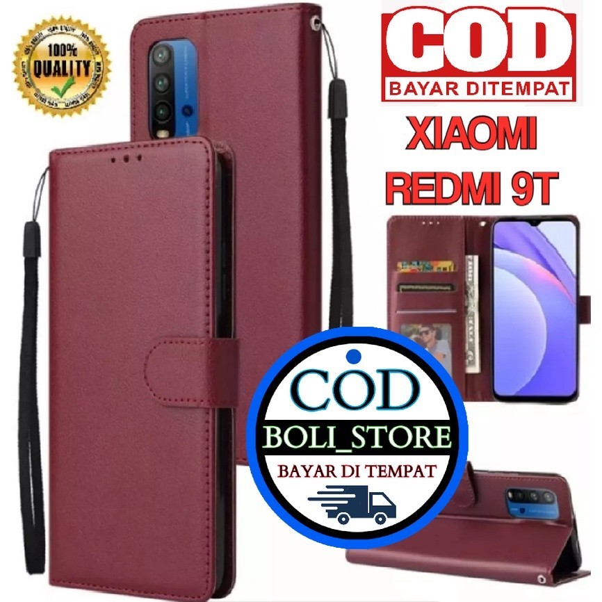 XIAOMI REDMI 9T FLIP LEATHER CASE PREMIUM-FLIP WALLET CASE KULIT UNTUK XIAOMI REDMI 9 -CASING DOMPET
