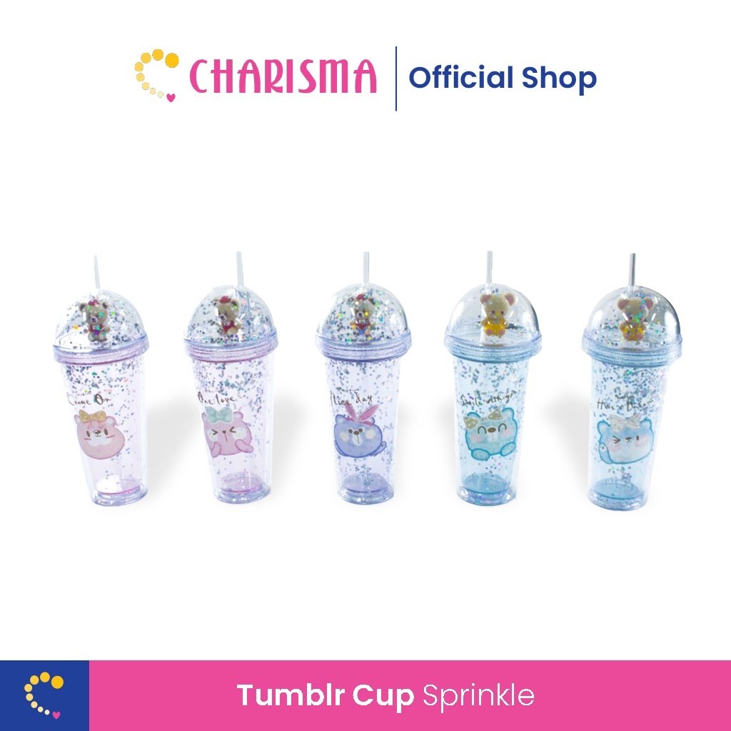 Charisma Tumbler Cup Sprinkle - Tumbler Minum Sedotan Lucu Cups Blink