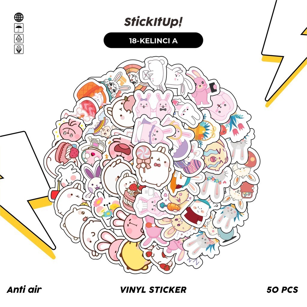 

COD✨ 50 Pcs Stiker Pack Graffiti Motif Kartun Hewan Kelinci Lucu Aesthetic Vynil Waterproof untuk Freebies Sticker Buku Journal Casing HP Laptop