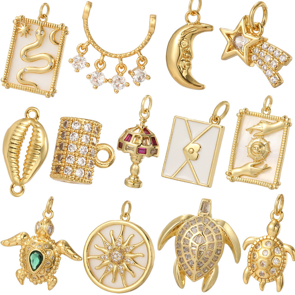 

Sun Moon Star Charms for Jewelry Making Cute Turtle Snake Dijes Diy Earrings Bracelet Necklace Gold Color Excellent Quality