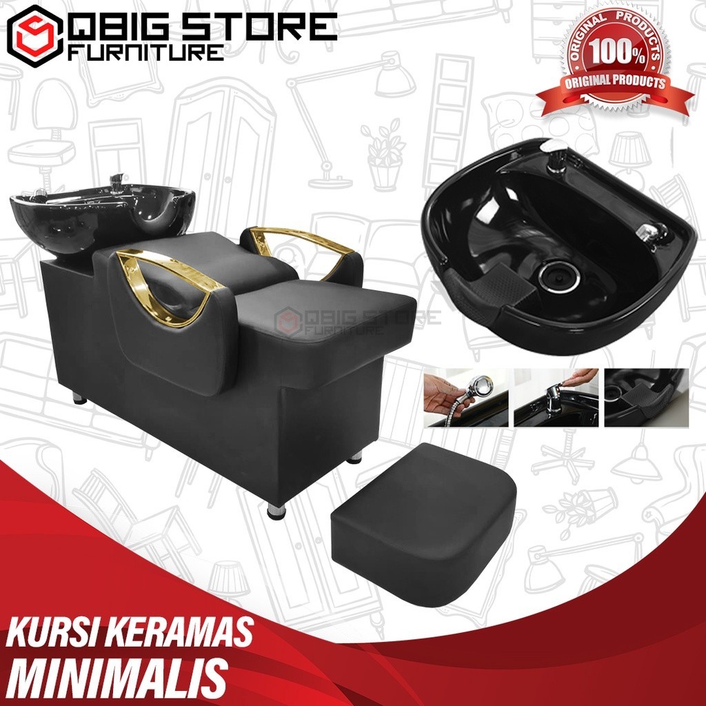 Kursi Keramas Salon Barbershop Washbak Keramik PU Leather