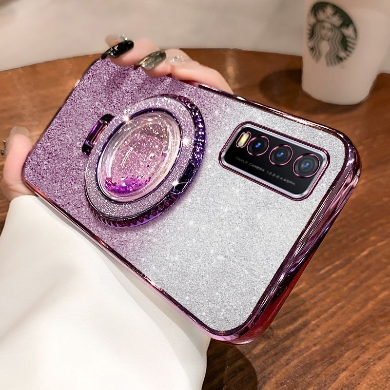 Casing HP Vivo Y20 Y20s Y20i 2021 Y20s G Y12A Y12s corong cairan glitter pasir hisap transparan yang