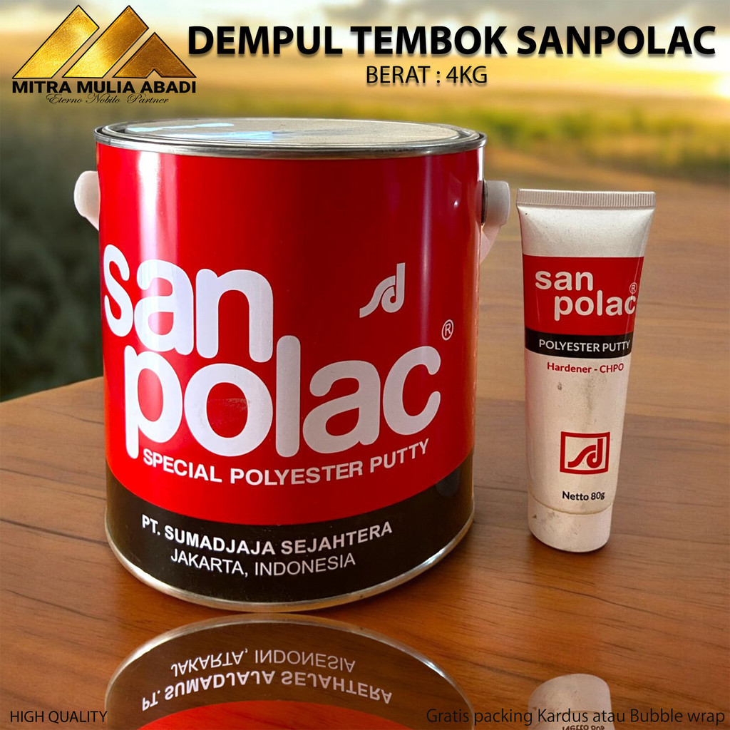 Dempul Plastik Polyester SANPOLAC 4KG Dempul Body Mobil / Dempul Motor / Dempul Kayu