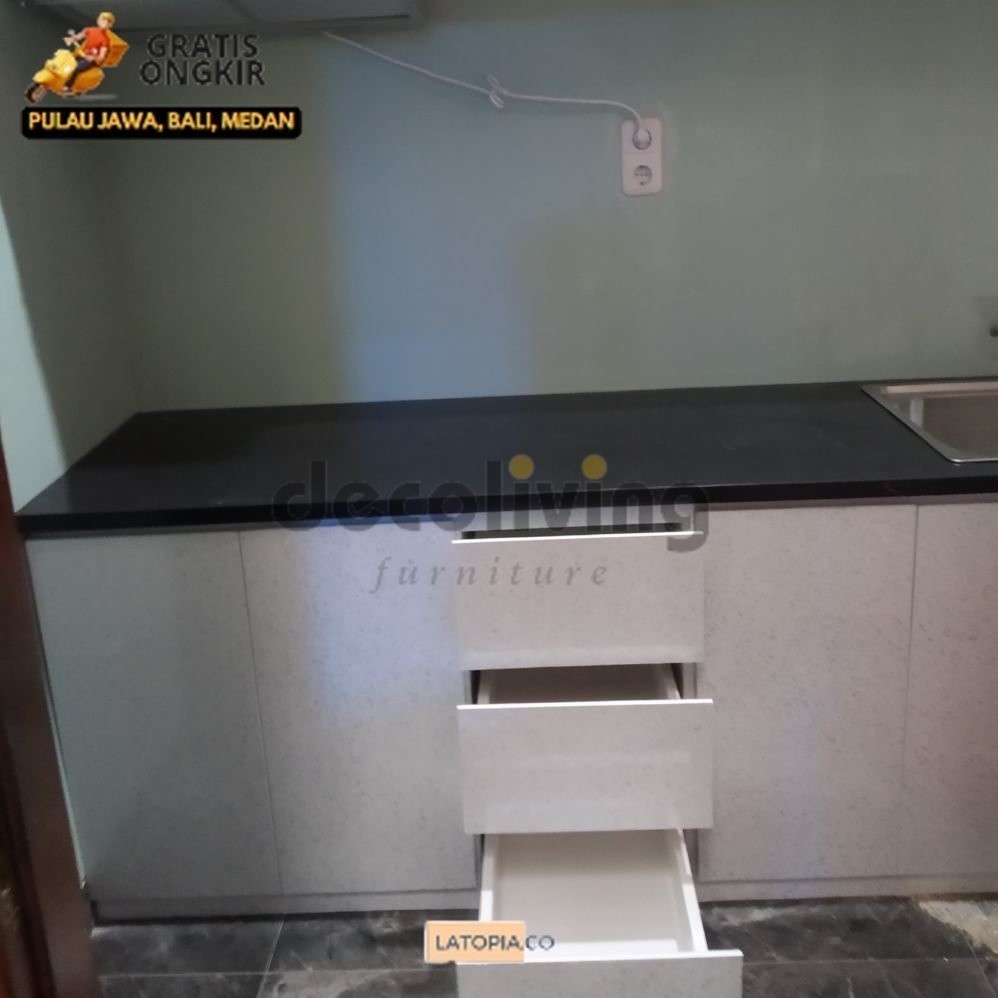 Kitchen Set Minimalis Modern 2 varian atas dan bawah 150cm - Rak Laci - Sudah Dirakit dan Bisa Custo