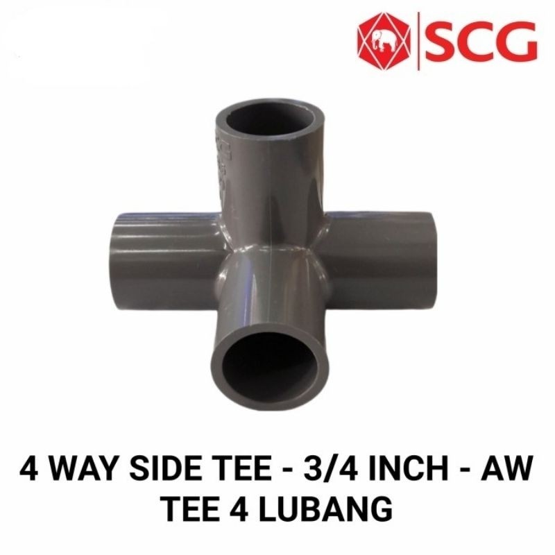 Tee pipa 4 way ukuran 3/4 inch / T pipa / Tee cabang 4 pvc 3/4" aw