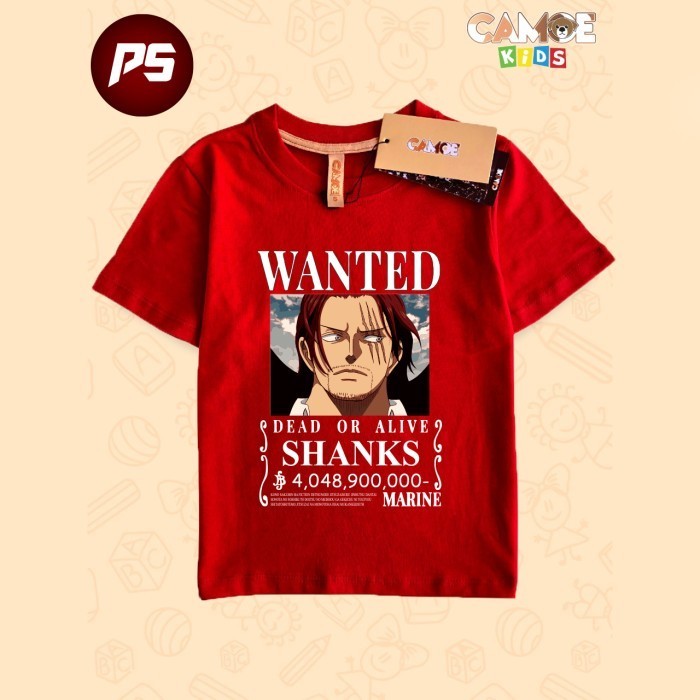 Kaos Anak Akagami Shanks Wanted Bounty Red Hair Pirates One Piece