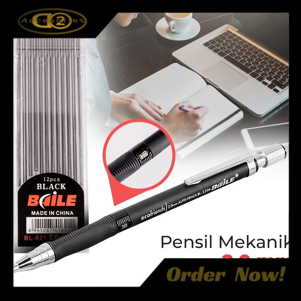 

PROMO Pensil Mengambar Prfesional Mekanik Mechanical Pencil 2B 2mm 12 Isi
