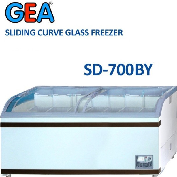 Gea Sliding Curve Glass Freezer SD-700BY / Freezer Box GEA 700 Liter Garansi