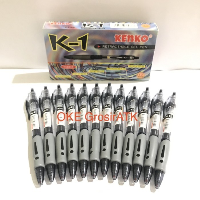 

promo ✨ -Pulpen Kenko K1 Cetek / Pulpen Gel Kenko K1 [Lusin] - Hitam