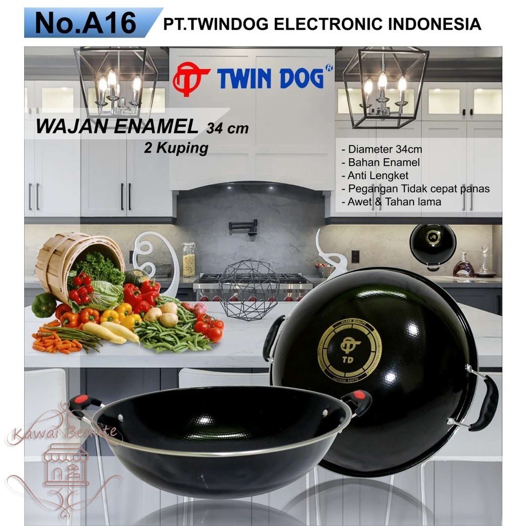TD WAJAN ENAMEL 34CM 2 KUPING/1 GAGANG 1 KUPING (WAJIB ORDER BUBBLE WRAP)
