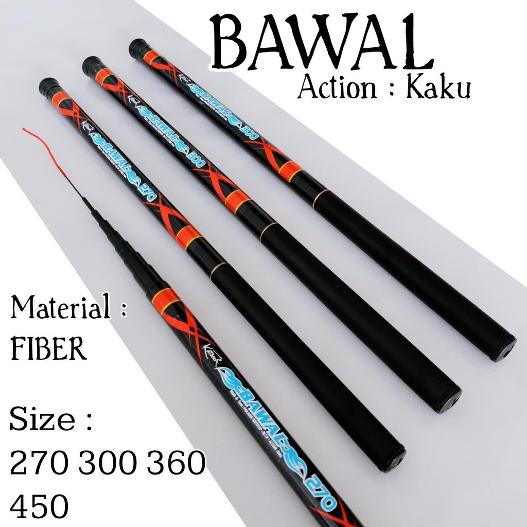 MP Katana Bawal 270 300 Joran Tegek Ruas Pendek 38cm Bahan Fiber Action Hard Tangkai Tongkat Pancing