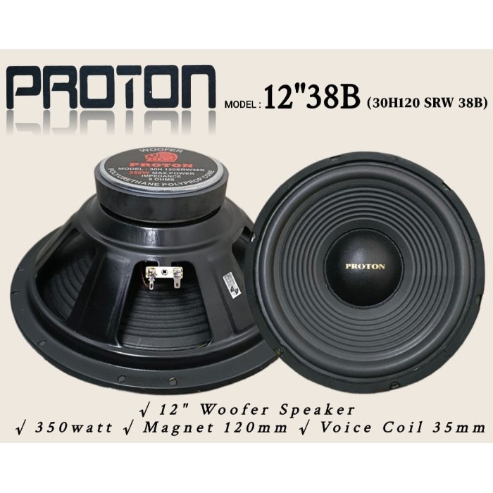 DISTRIBUTOR Woofer 12" Proton H120 SRW 38B Komponen Speaker Woofer 12 Inch Proton