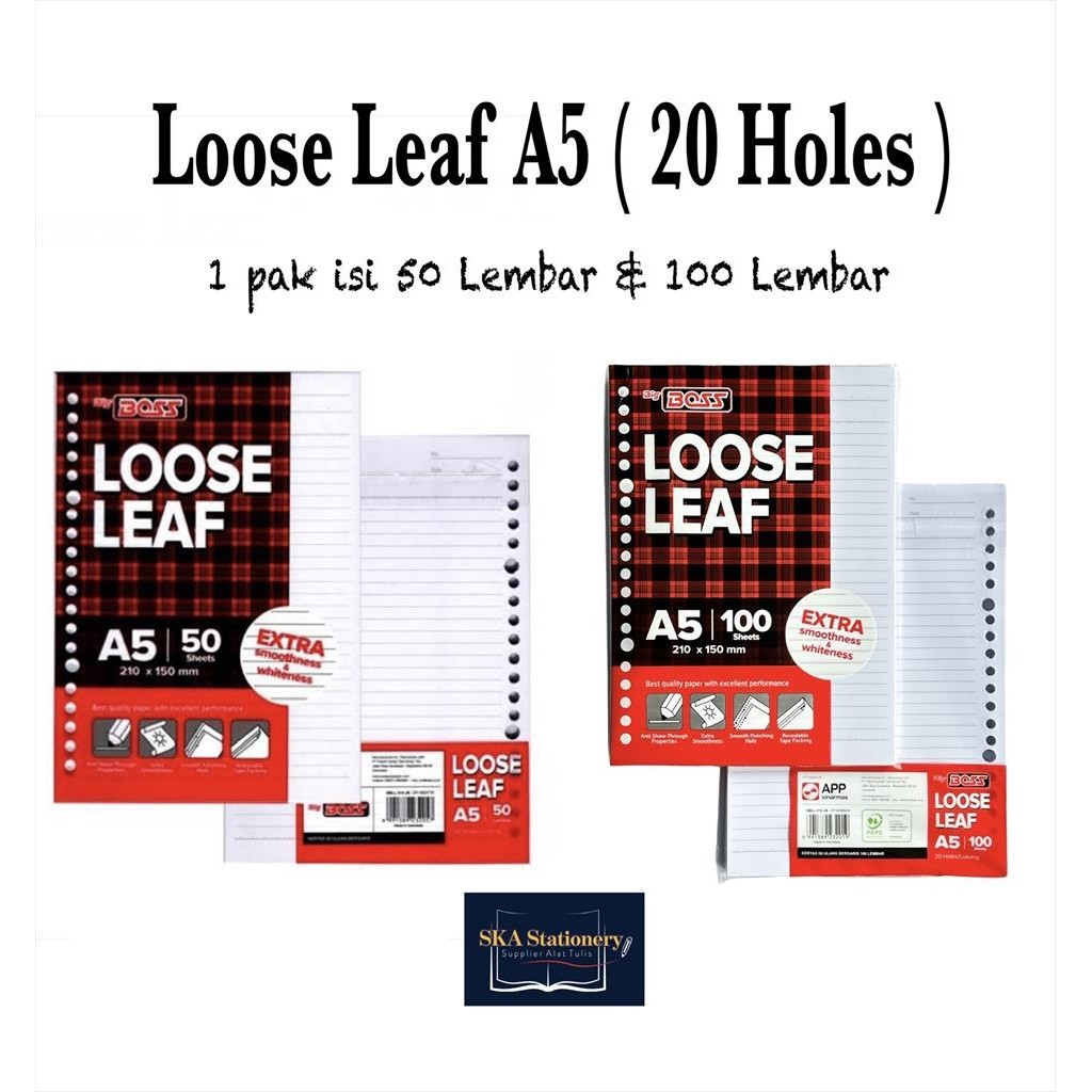 

Loose Leaf / Isi Kertas Binder Garis A5 (Pak)