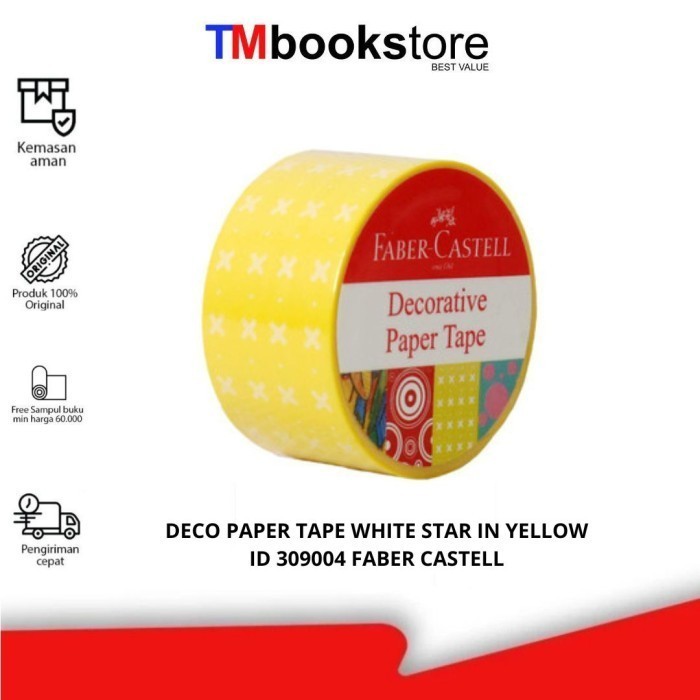 

DECO PAPER TAPE WHITE STAR IN YELLOW ID 309004 FABER CASTELL TMBOOKSTORE