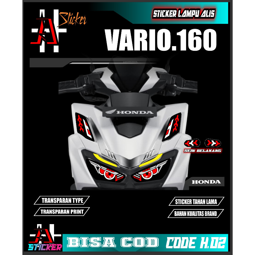 STIKER VARIASI LAMPU ALIS MOTOR VARIO 160  STOP LAMP MOTOR  VARIO 160 H02