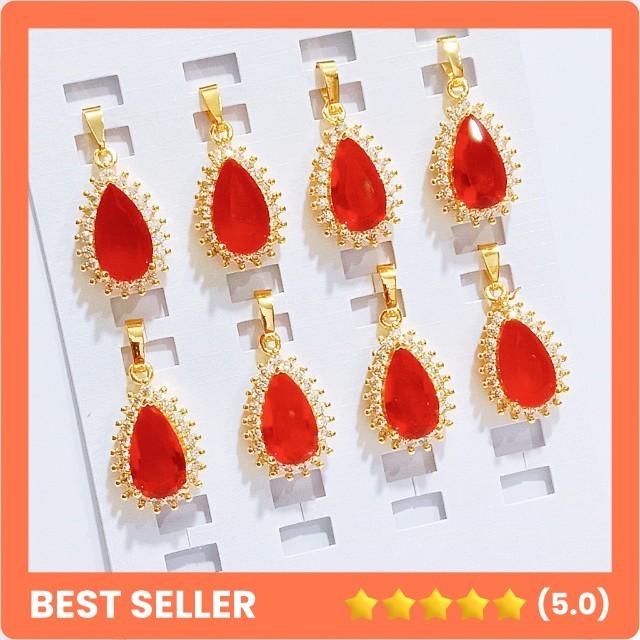 LID51 Obral Liontin Batu Permata Gold Merah Lapis Emas