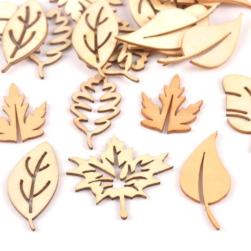 

24Pcs/lot Mixed Leaf Pattern Natural Wooden For Scrapbooking Craft Home Decor Unfinished Wood Slices DIY Handmade 20x40mm m1652