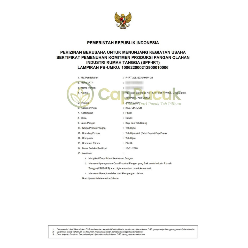 

RK12 TEH HIJAU ( PEKO SUPER ) / GREEN TEA CAP PUCUK