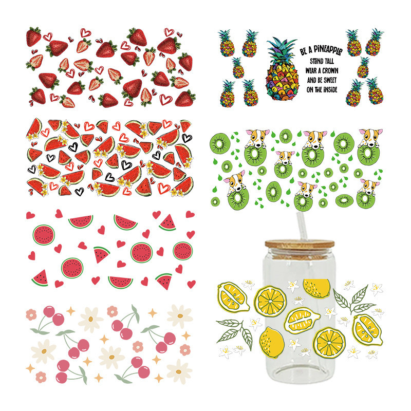 

UV DTF Transfer Sticker Fruits Watermelon For The 16oz Libbey Glasses Wraps Bottles Cup Can DIY Waterproof Custom Decals D6896