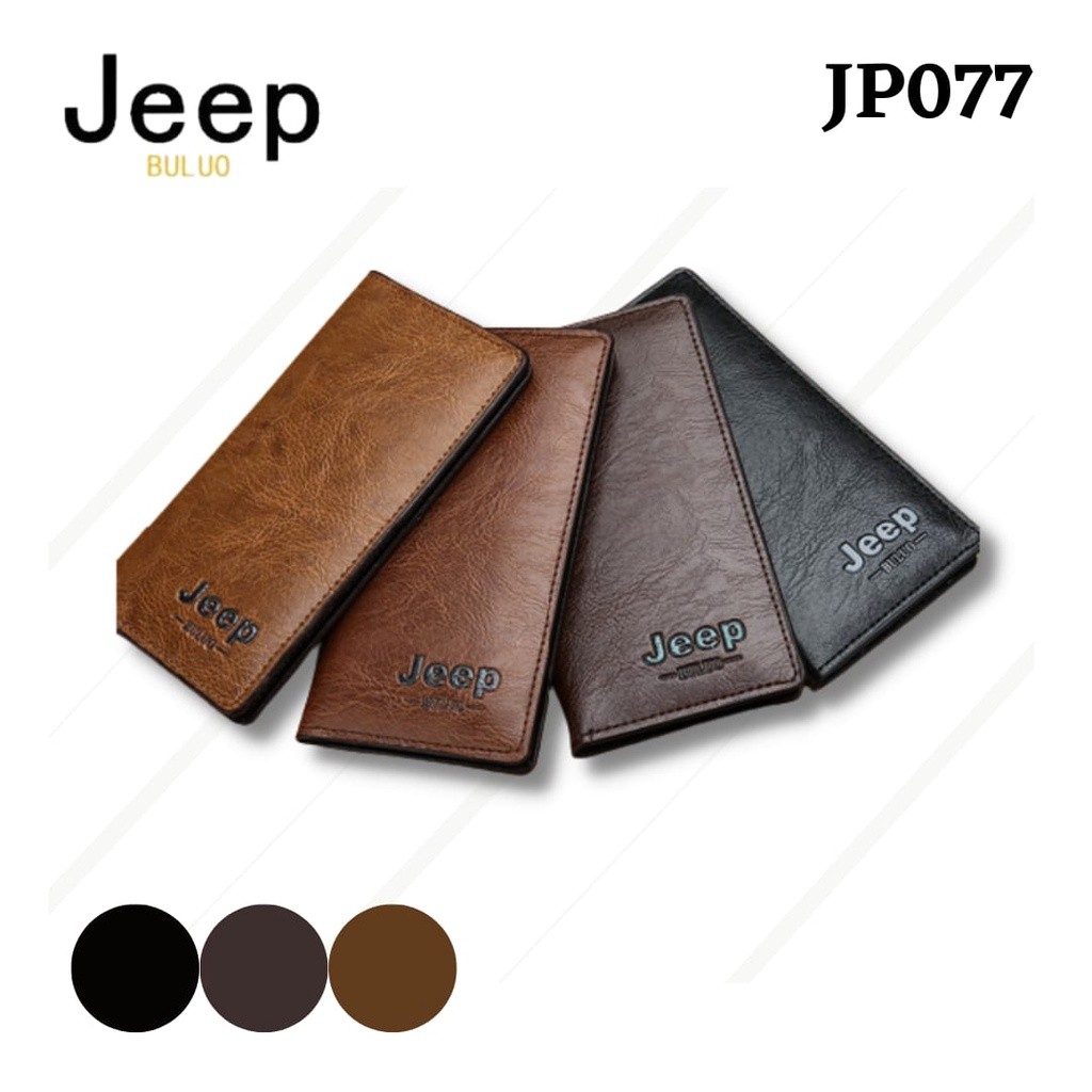 JP077 - DOMPET LIPAT PANJANG PRIA KULIT TIPIS IMPORT MURAH LONG WALLET COWOK JEEP BULUO LAKI LAKI