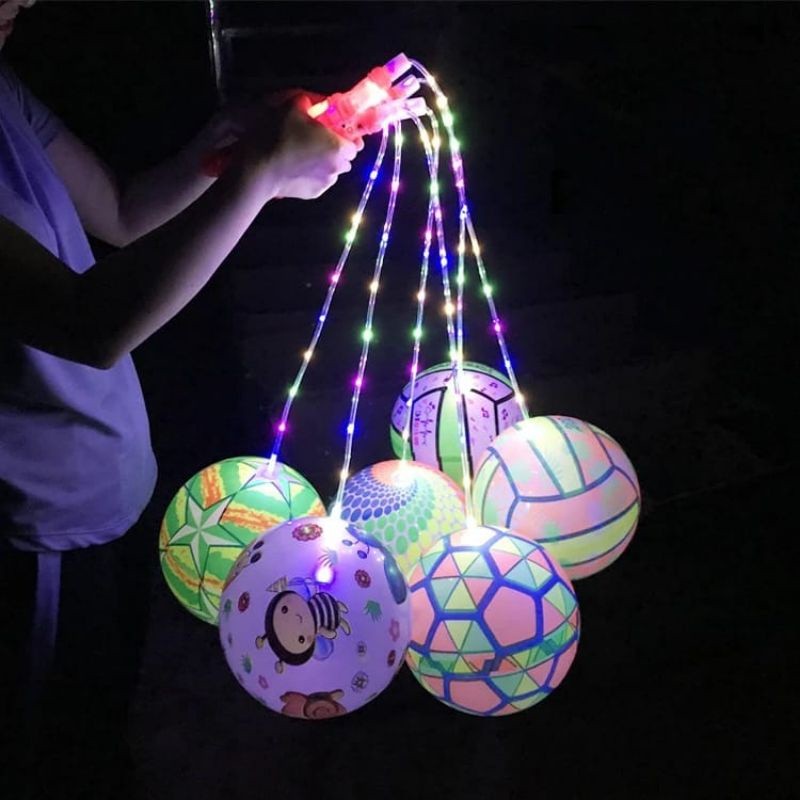 Mainan BOLA LED STICK nyala lampu anak tendang bola karet
