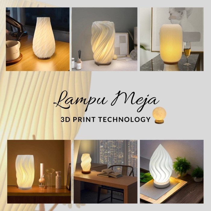 MEVAL Lampu Meja LED Table Lamp Aesthetic – 3D Print Technology