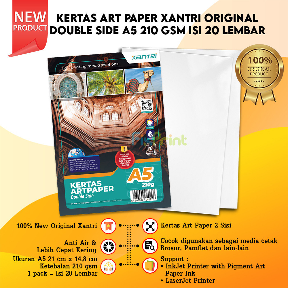 

50 Sheets Kertas Photo Art Paper A5 210gsm 210 gsm Print Double Side Anti Luntur pakai Tinta Art Paper Kertas Art Paper Ukuran A5 1 pack isi 50 pcs Kertas Art Karton Cartoon Carton